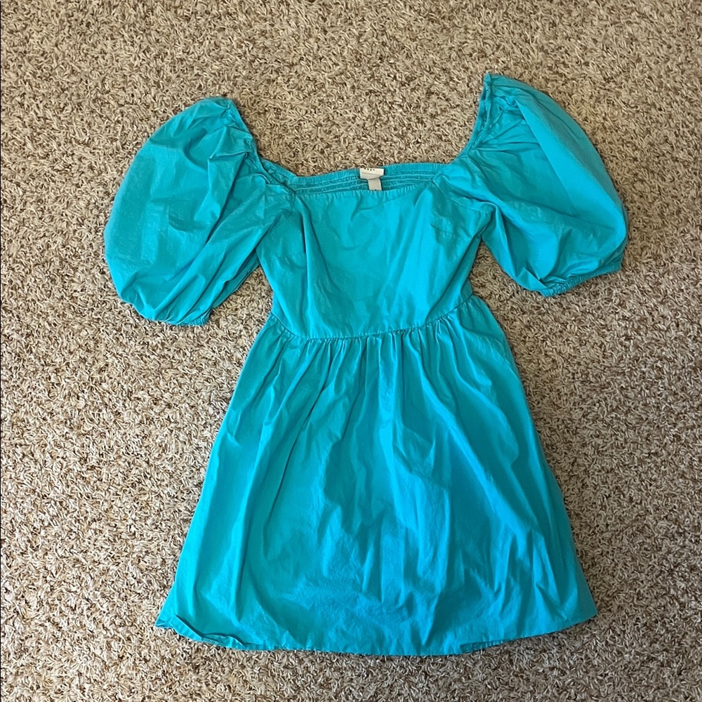 a.new.day Turquoise Puff Sleeve Dress